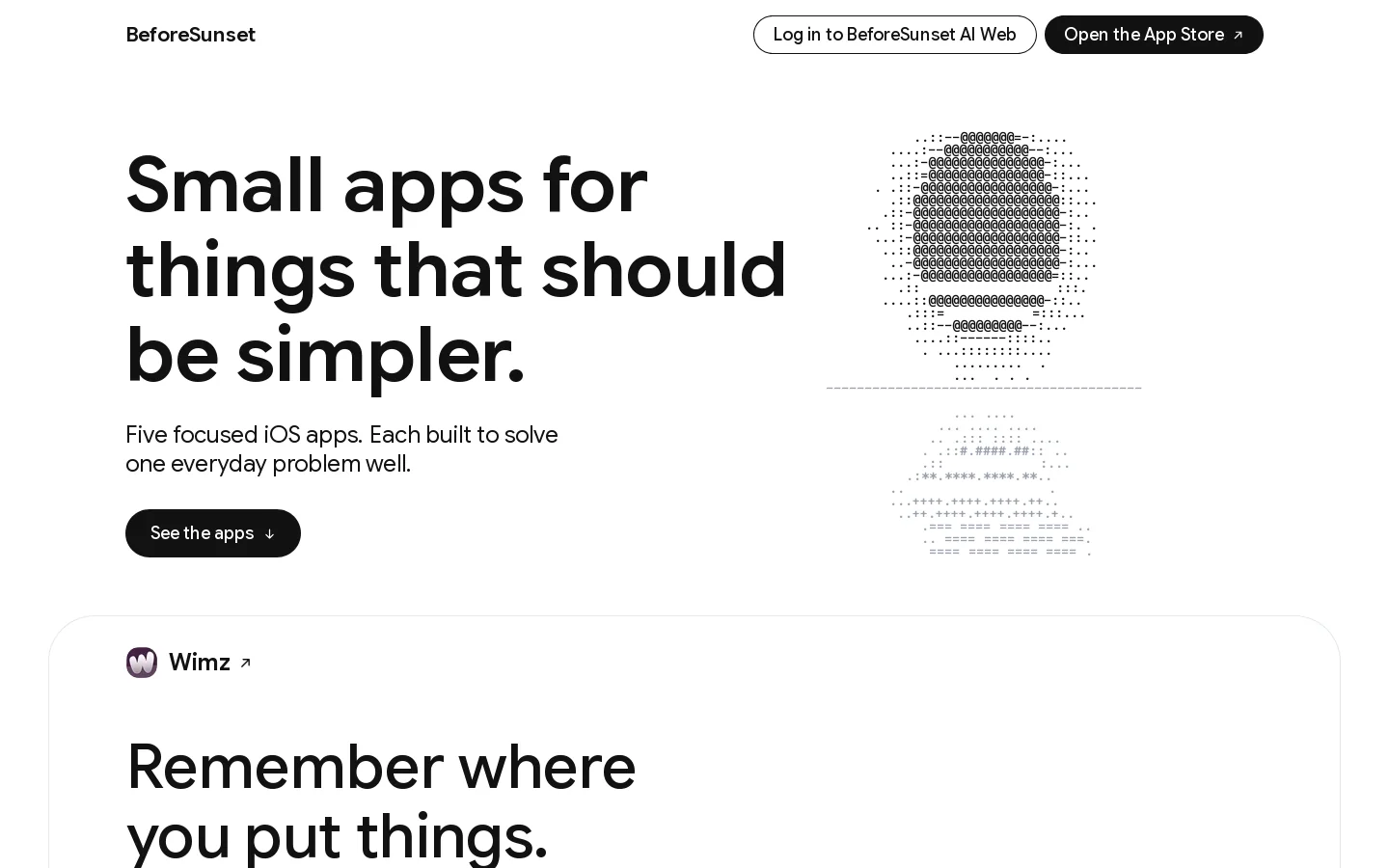 BeforeSunset Homepage screenshot