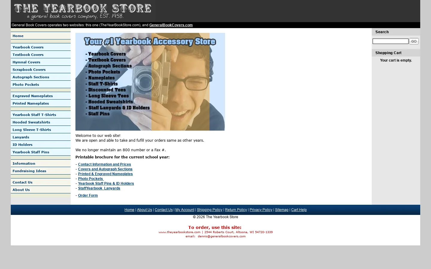 The Yearbook Store Homepage screenshot