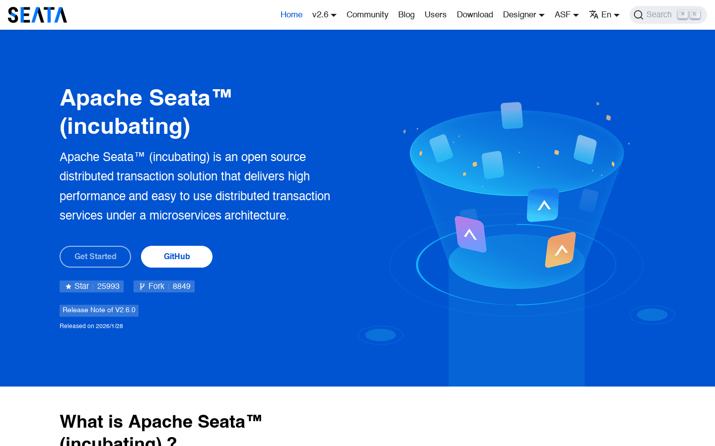 Apache Seata Homepage screenshot