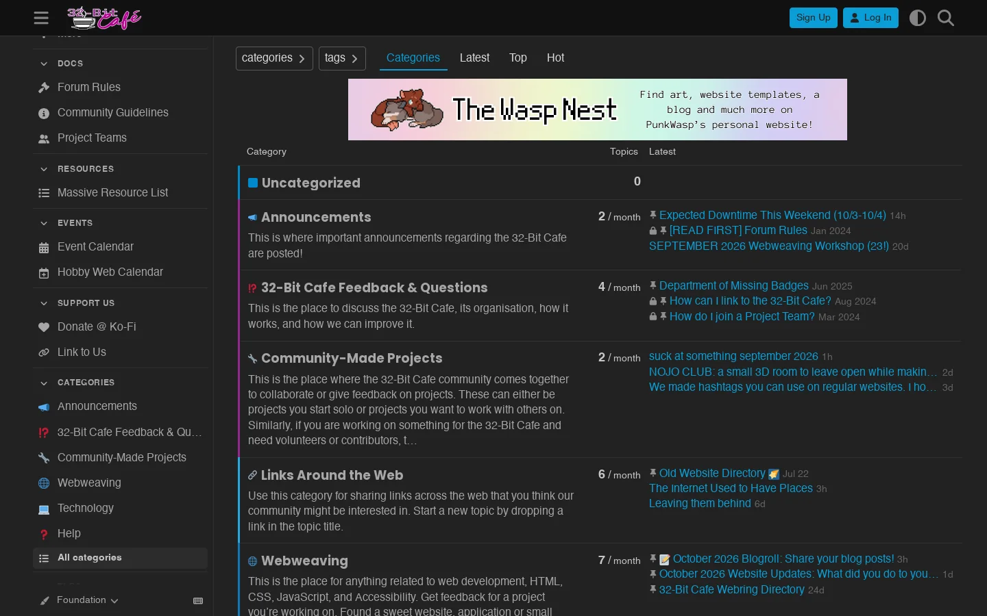 32-Bit Cafe Homepage screenshot