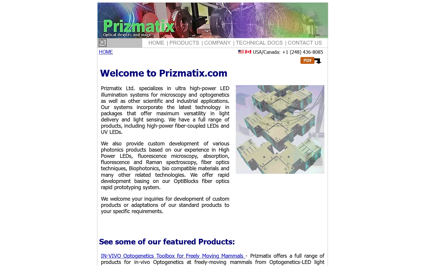 Prizmatix Homepage screenshot