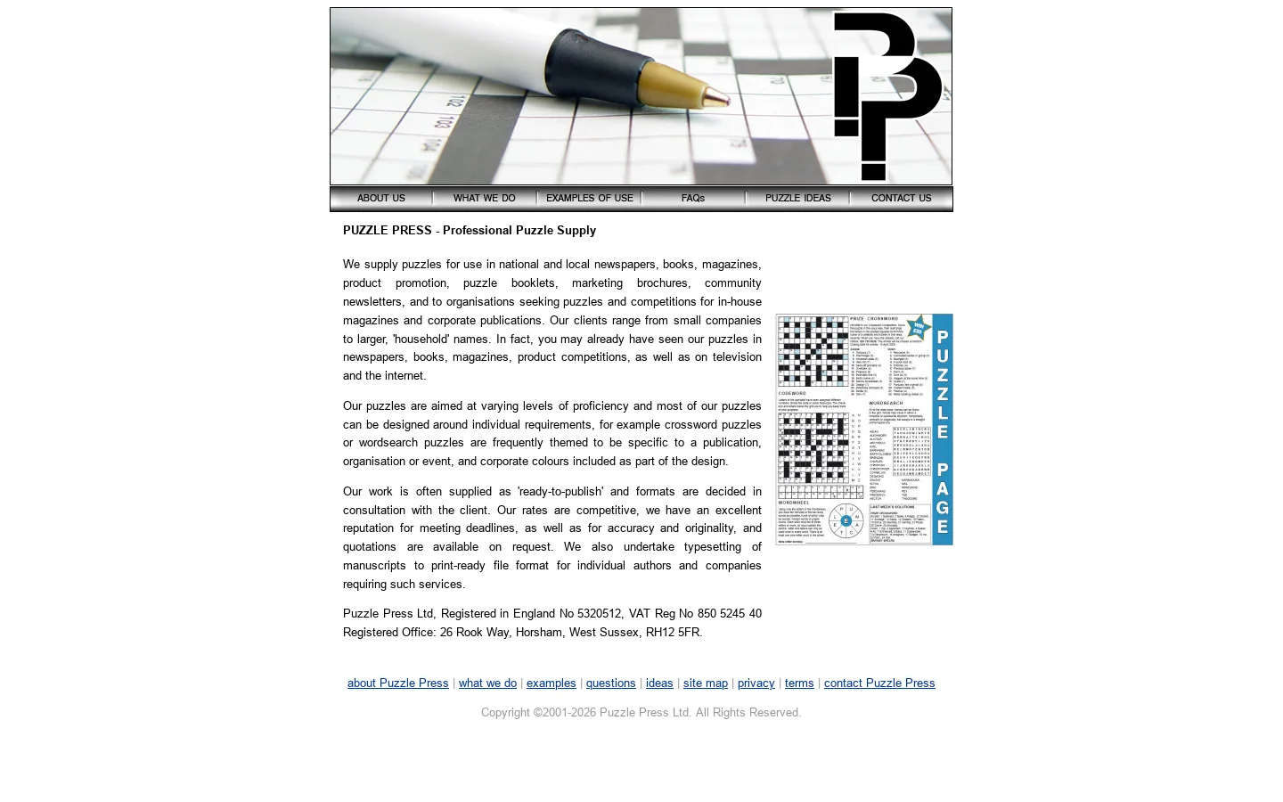 Puzzle Press Ltd Homepage screenshot
