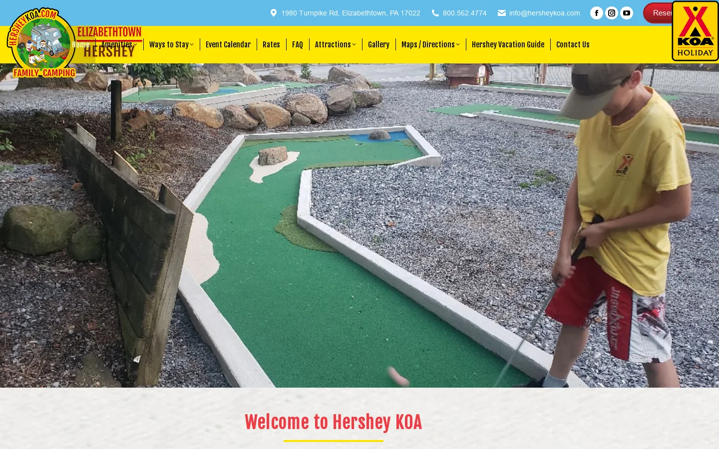 Home - Elizabethtown / Hershey KOA Homepage screenshot