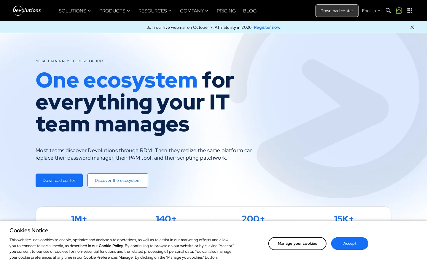 Devolutions Homepage screenshot