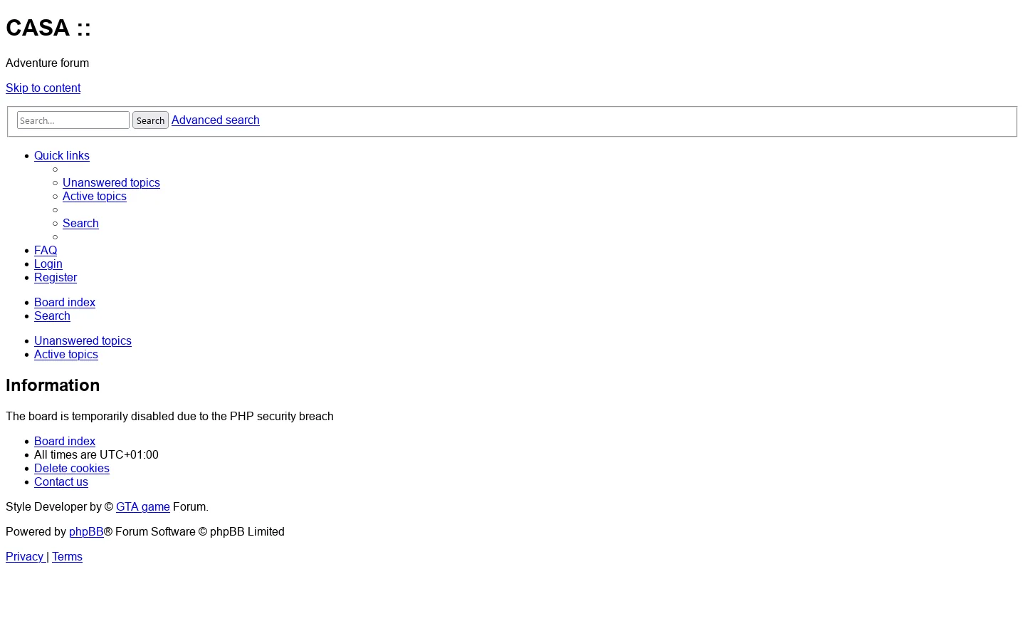 CASA :: - Information Homepage screenshot