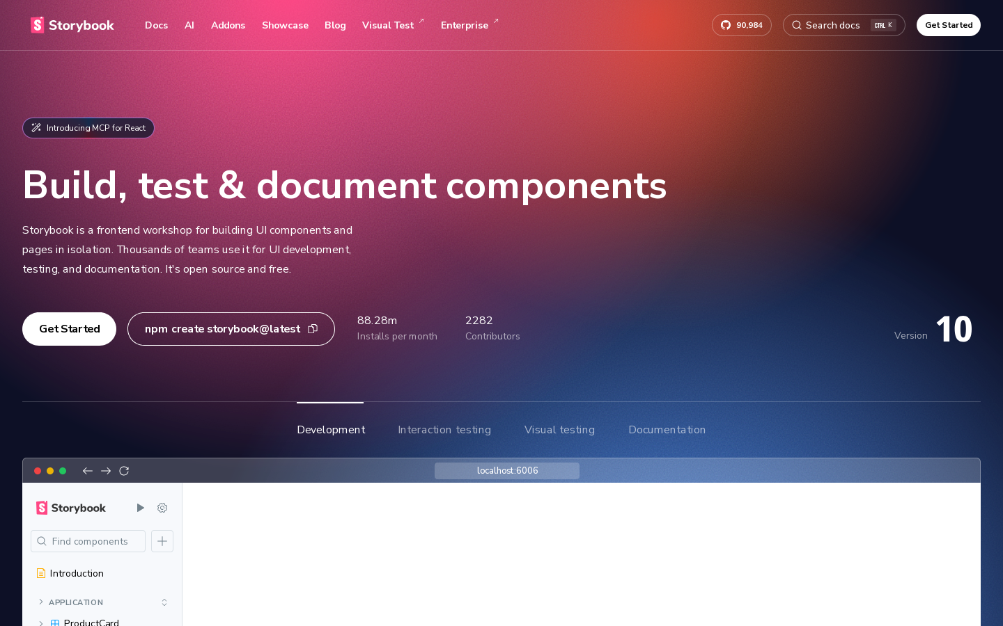 Storybook Homepage screenshot