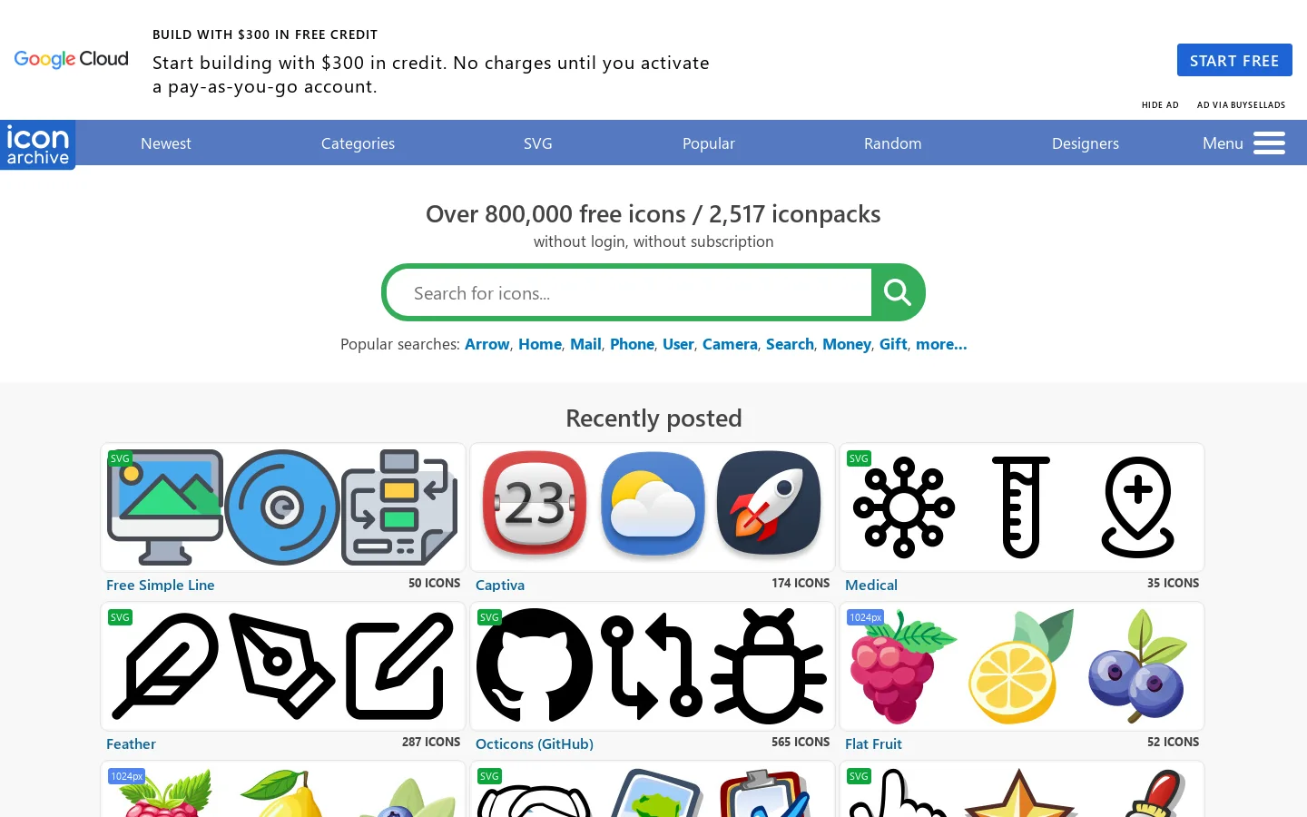 Icon Archive Homepage screenshot