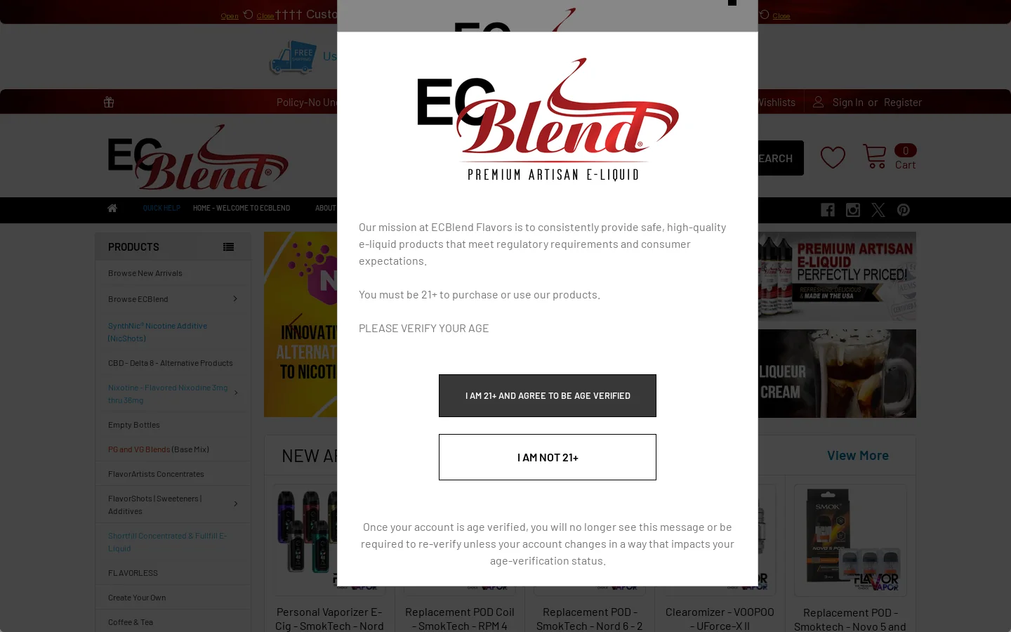 ECBlend Flavors Homepage screenshot