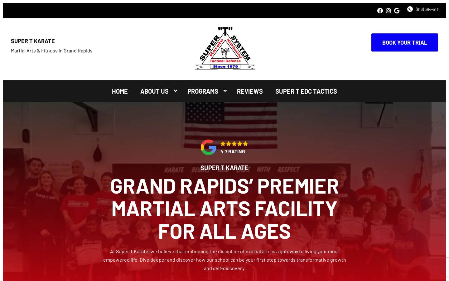Super T Karate Homepage screenshot
