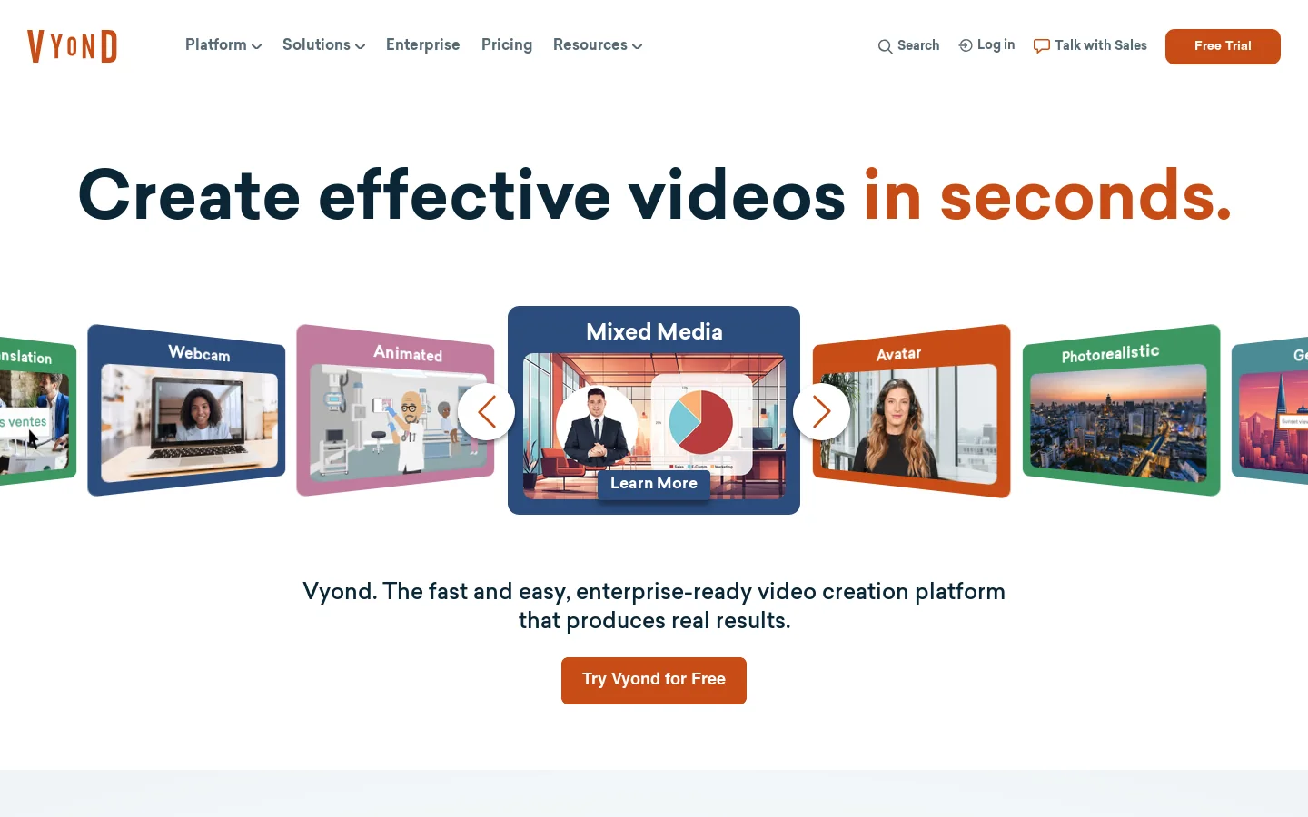 Vyond Homepage screenshot