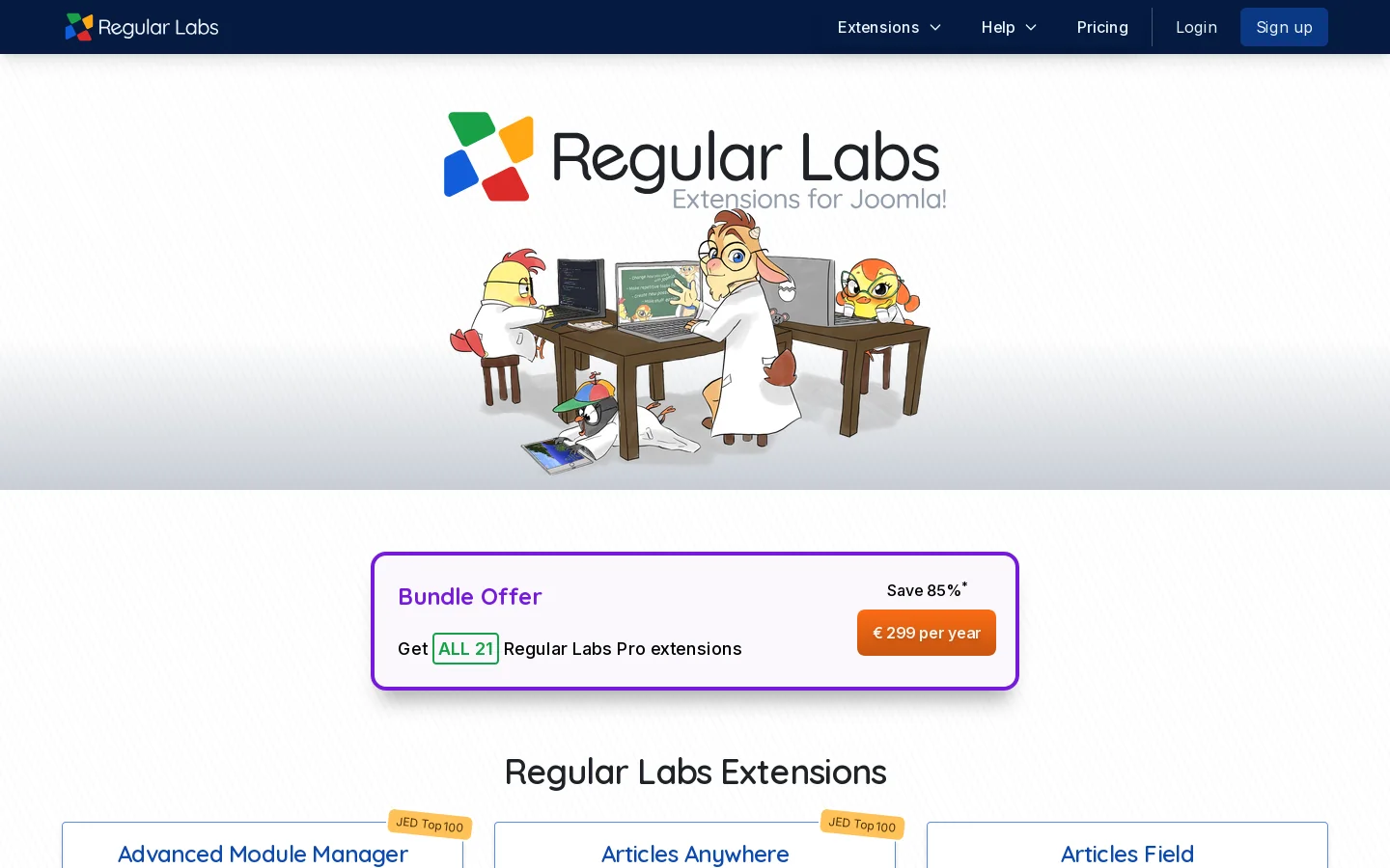 Regular Labs Homepage screenshot