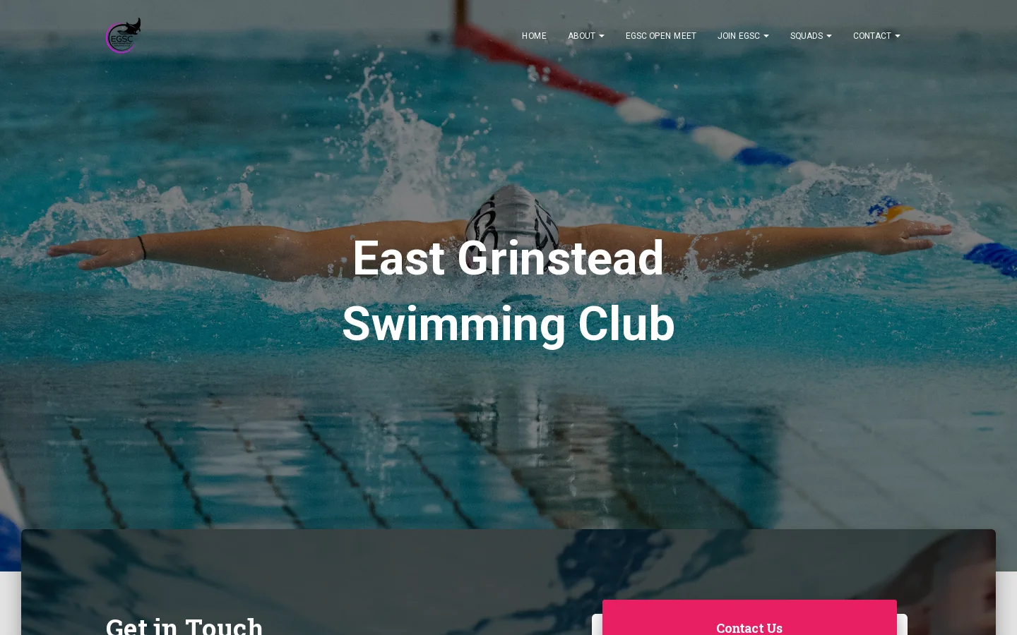 East Grinstead Swimming Club Homepage screenshot