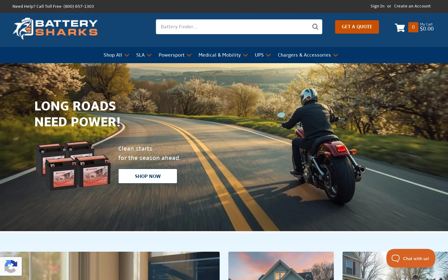 Battery Sharks Home page Homepage screenshot