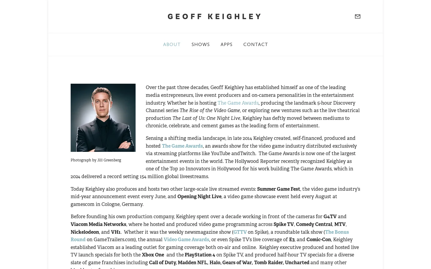 Geoff Keighley Homepage screenshot