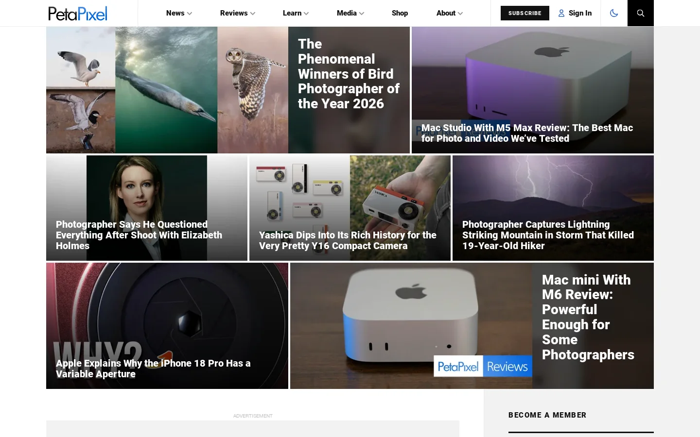 PetaPixel Homepage screenshot