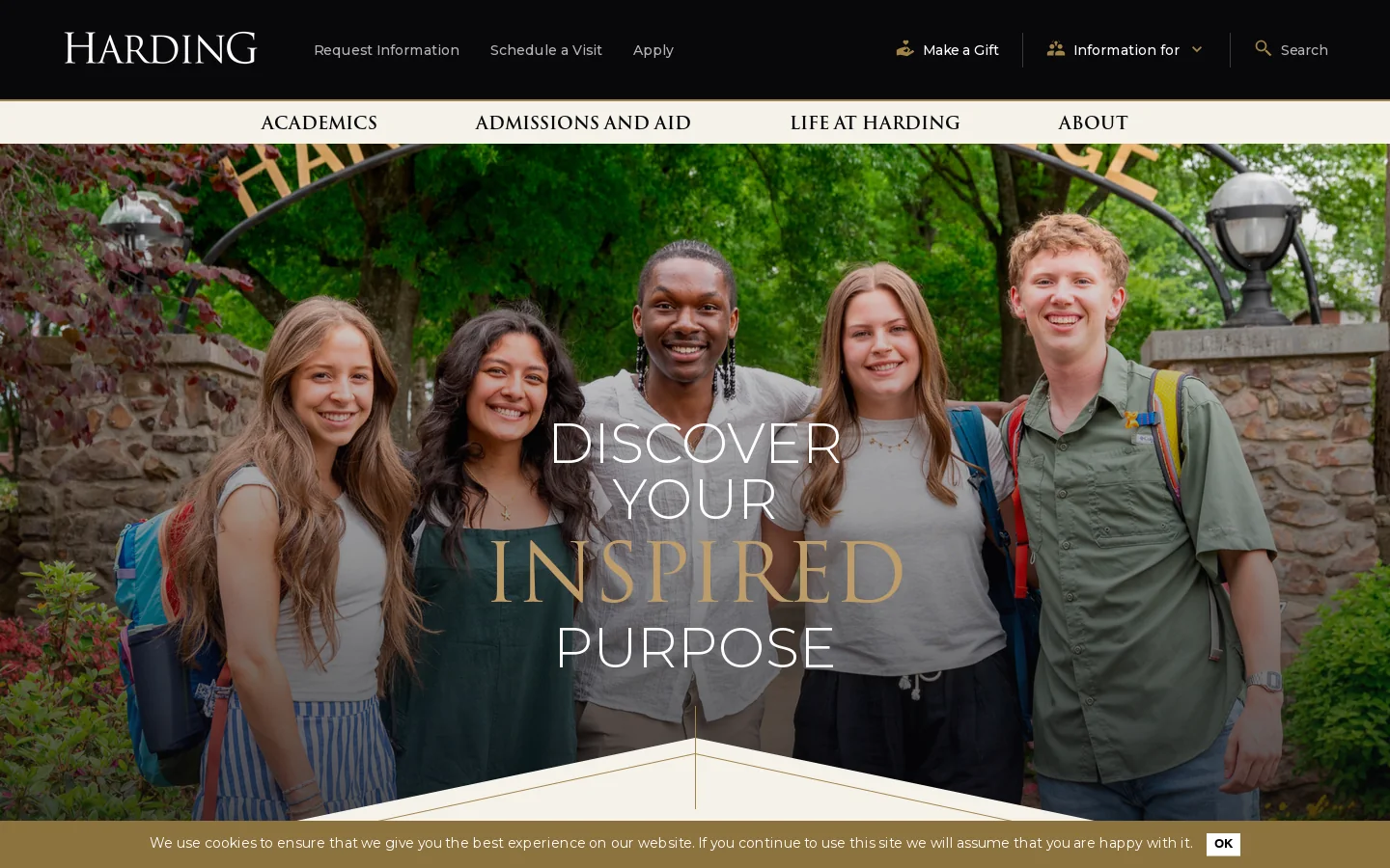 Harding University Homepage screenshot