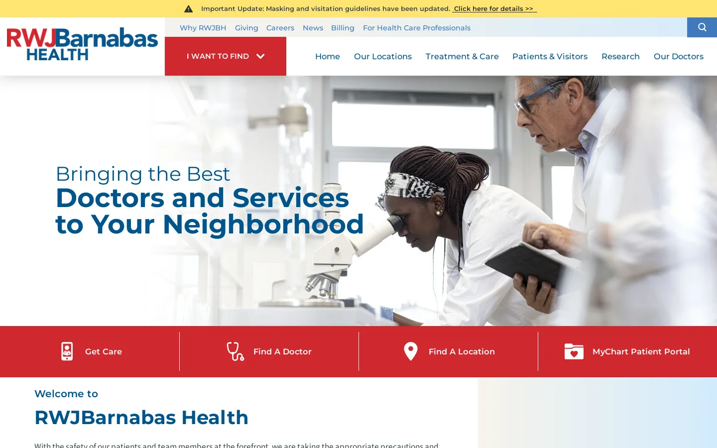 RWJBarnabas Health | Comprehensive Health Care in New Jersey Homepage screenshot