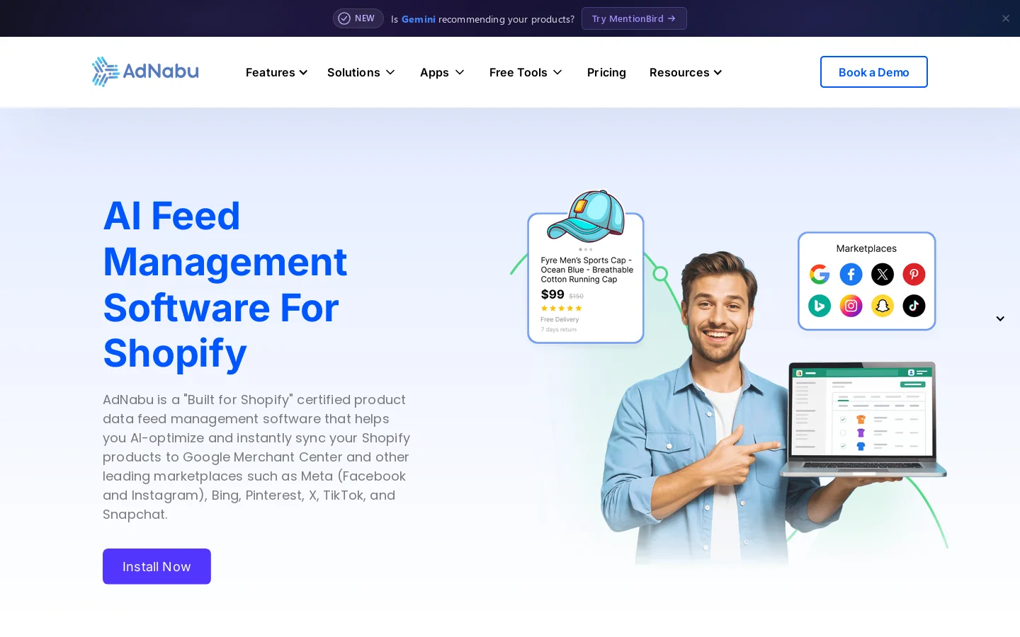 AdNabu Homepage screenshot