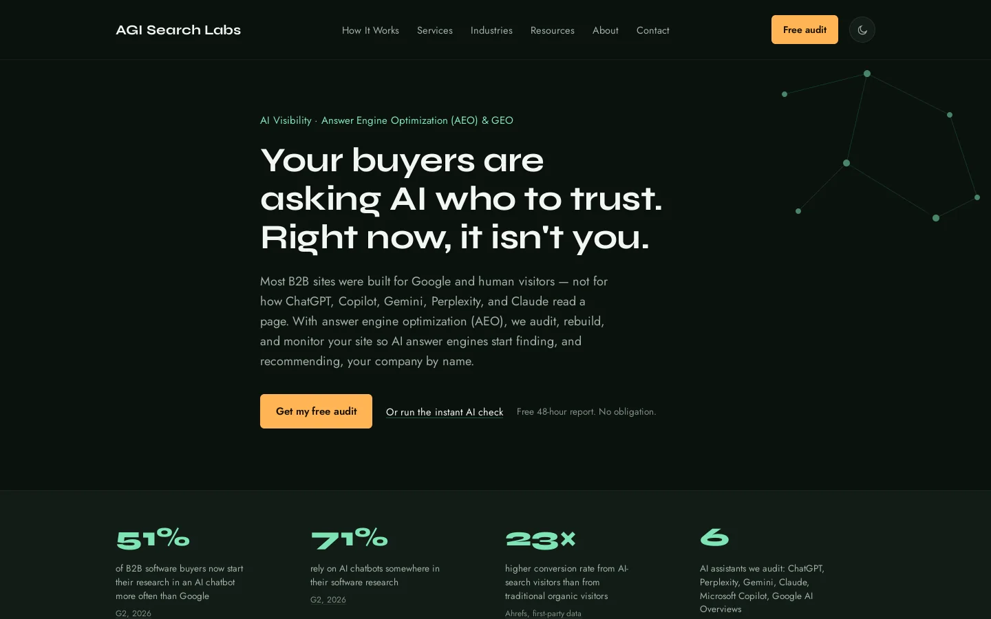 AGI Search Labs Homepage screenshot