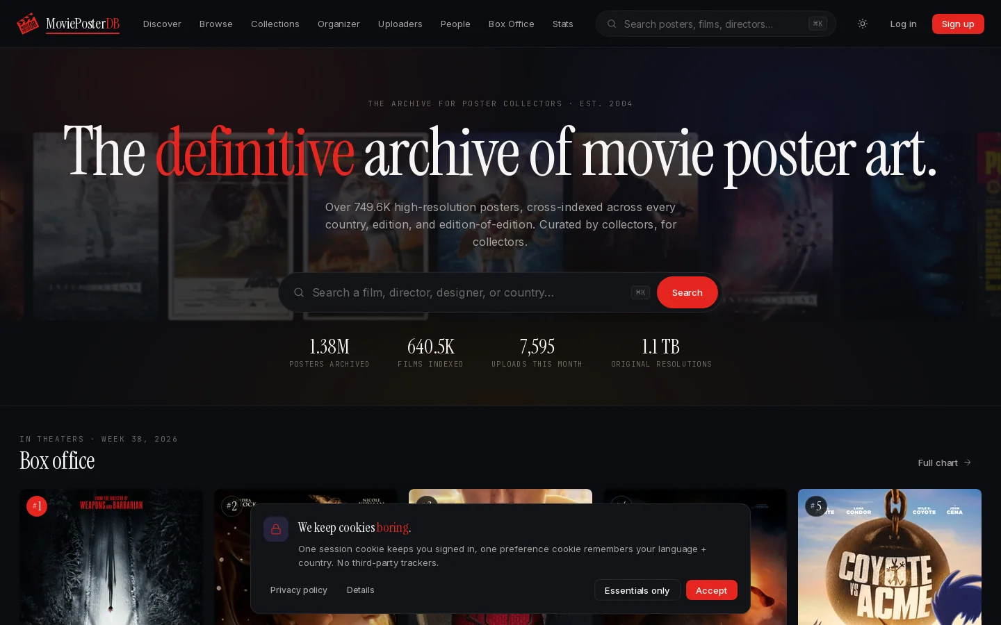 MoviePosterDB Homepage screenshot