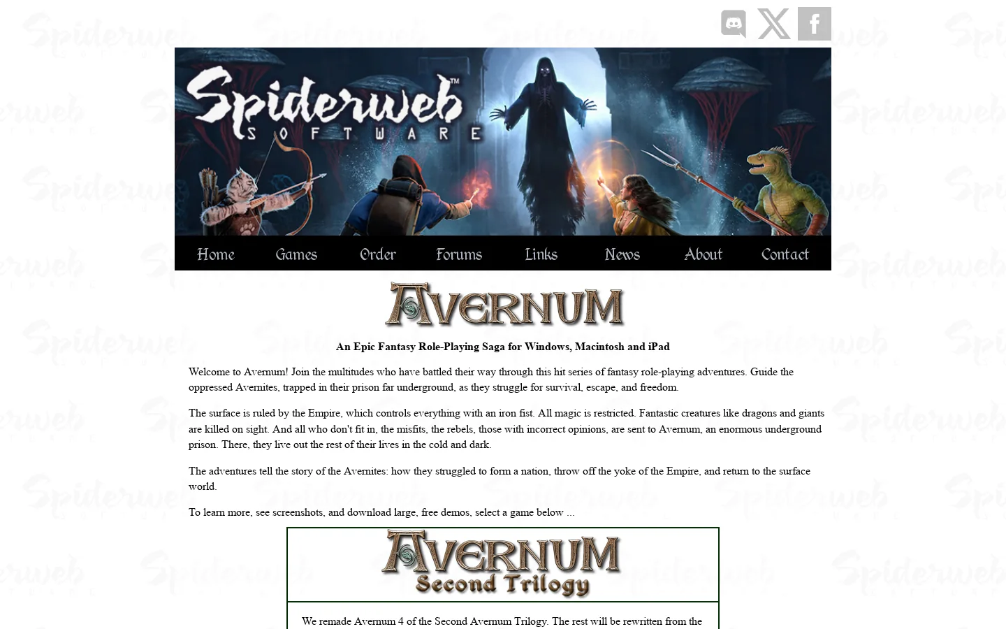 Avernum Series Homepage screenshot