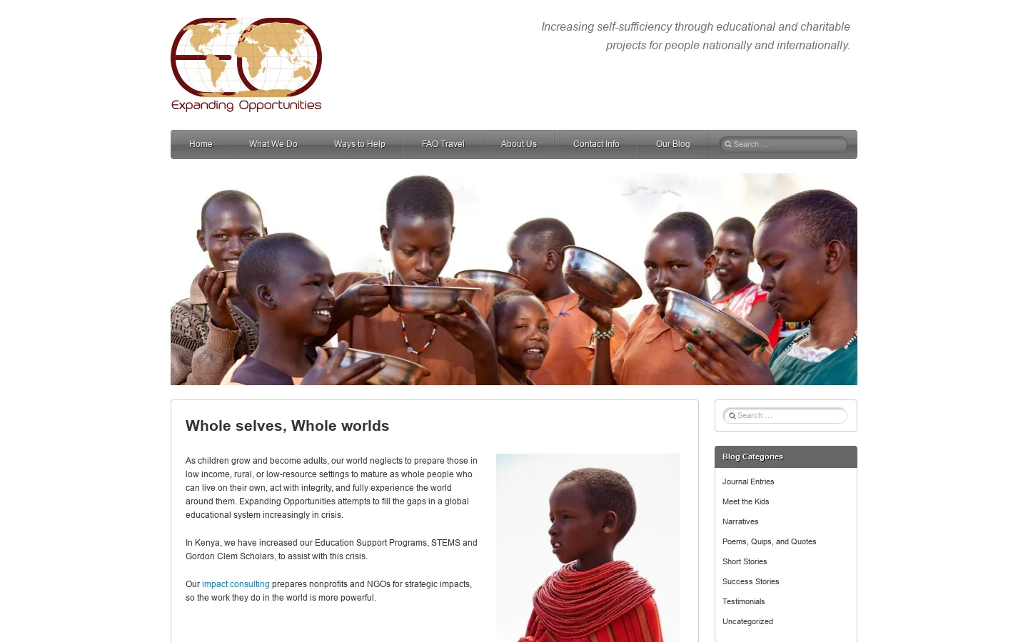 Expanding Opportunities Homepage screenshot