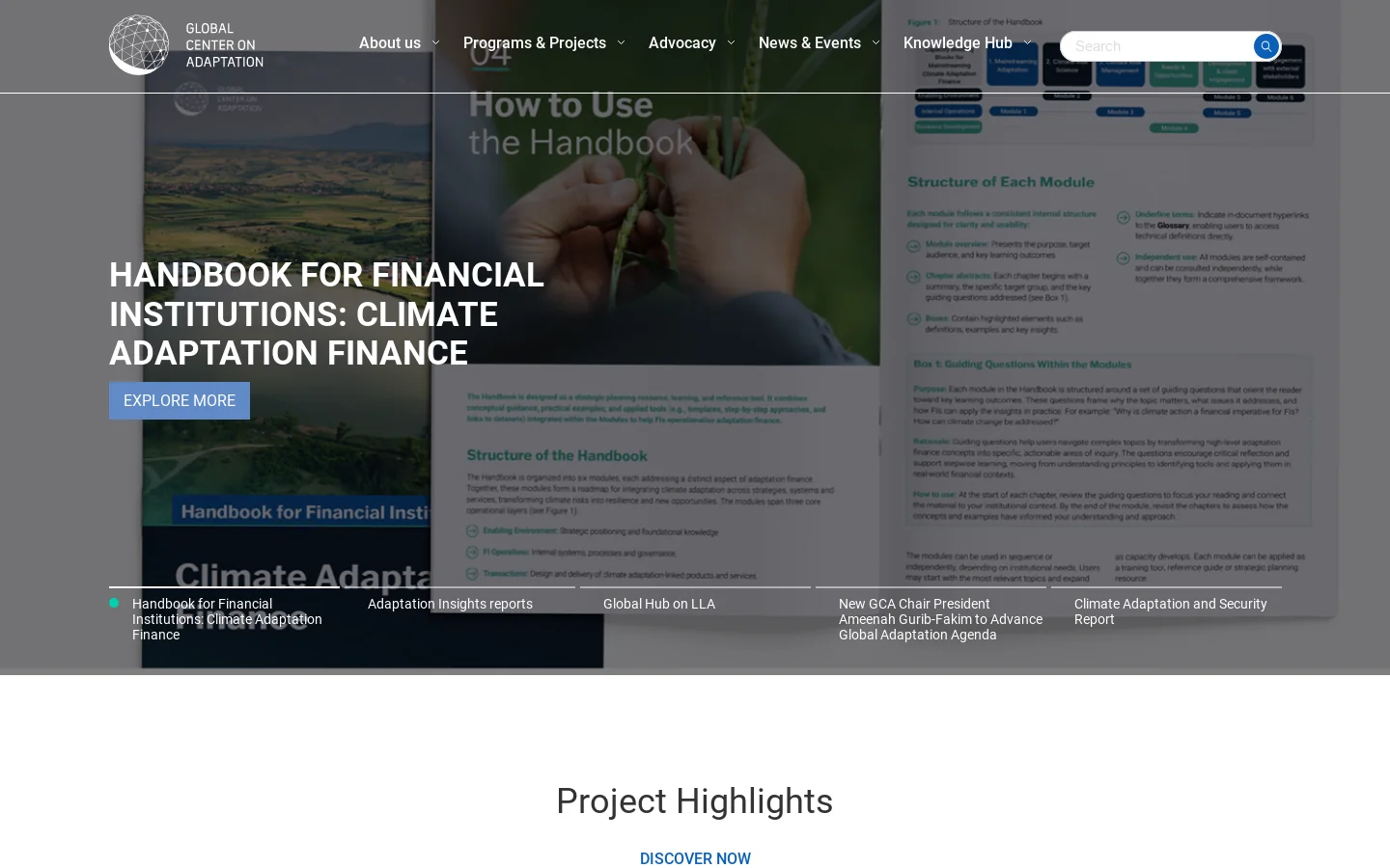 Home - Global Center on Adaptation Homepage screenshot