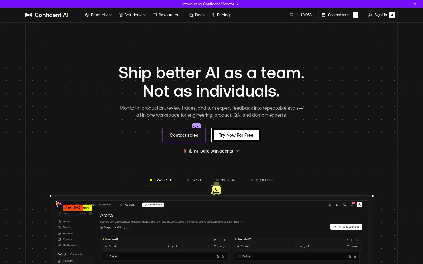 Confident AI Homepage screenshot