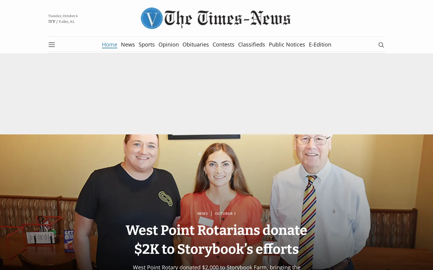 Valley Times-News Homepage screenshot