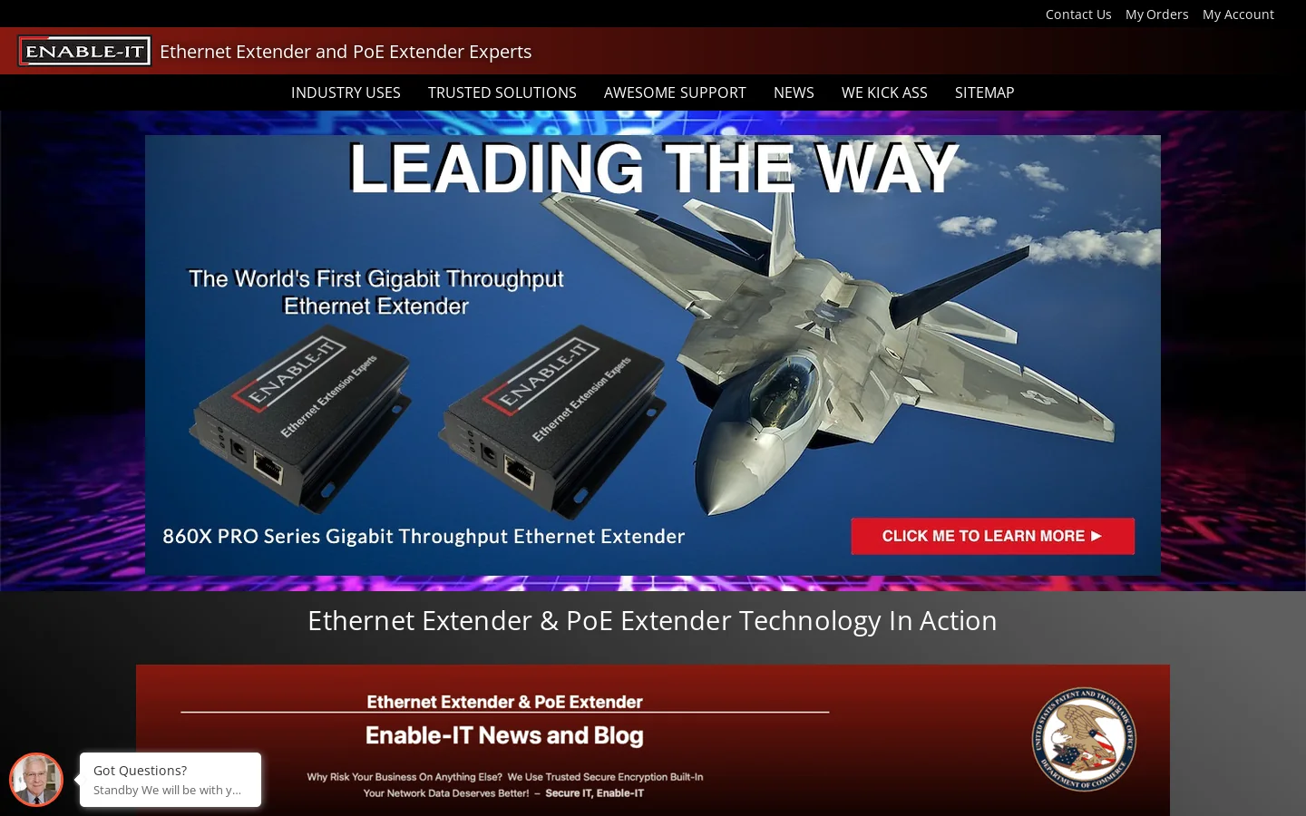 Trusted Ethernet Extender & PoE Extender Experts Enable-IT Homepage screenshot