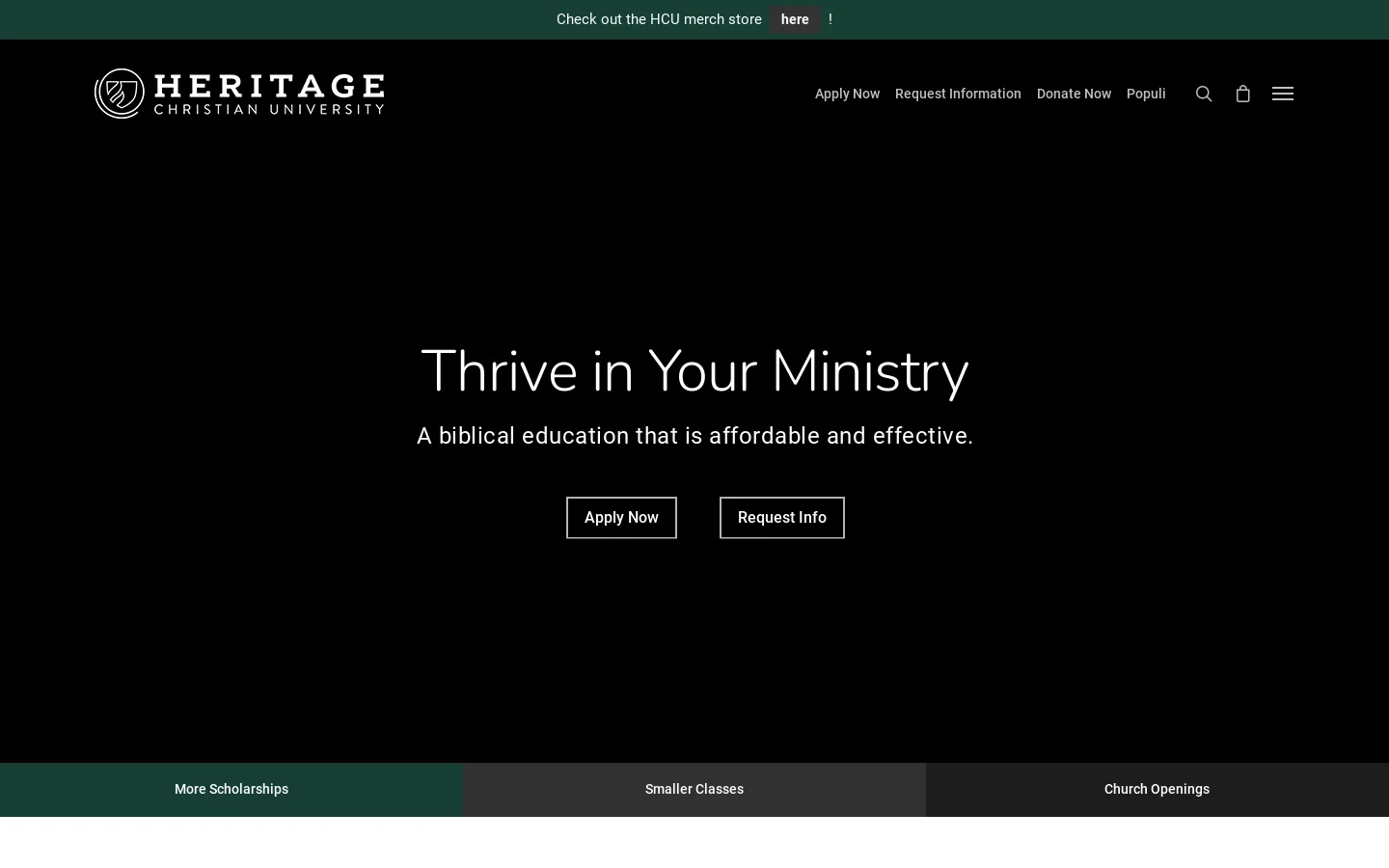 HCU Homepage screenshot
