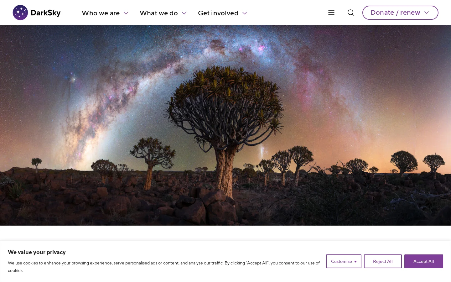 DarkSky International Homepage screenshot