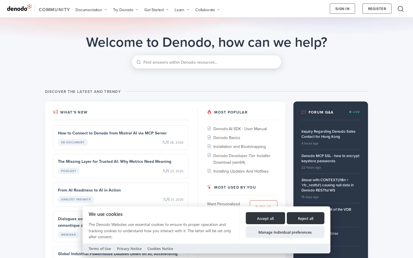 Community Homepage screenshot