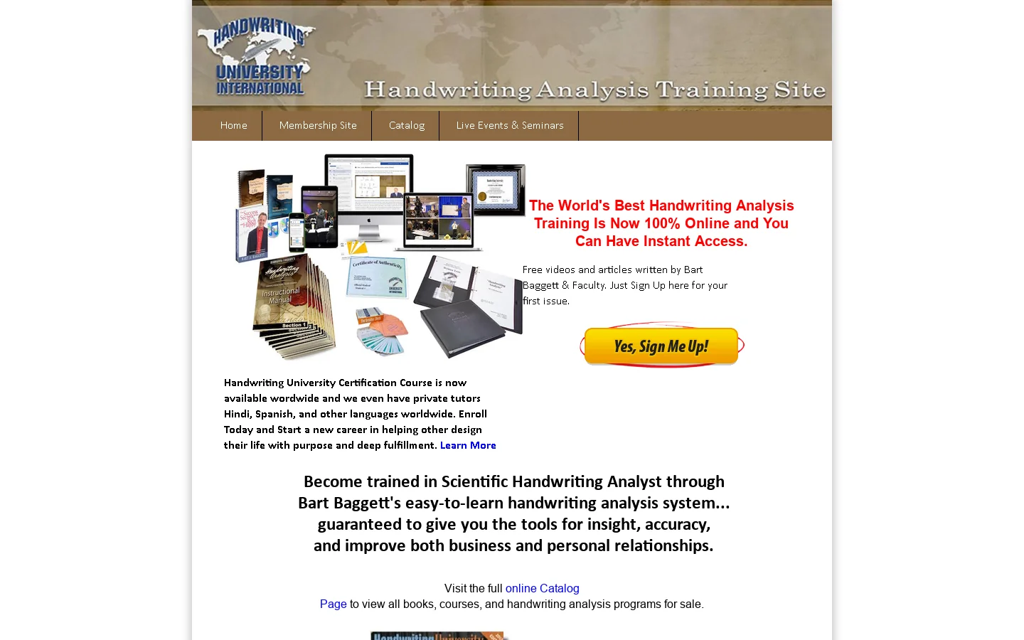 Handwriting Analysis Live Classes and Webinars by Handwriting University.com Homepage screenshot