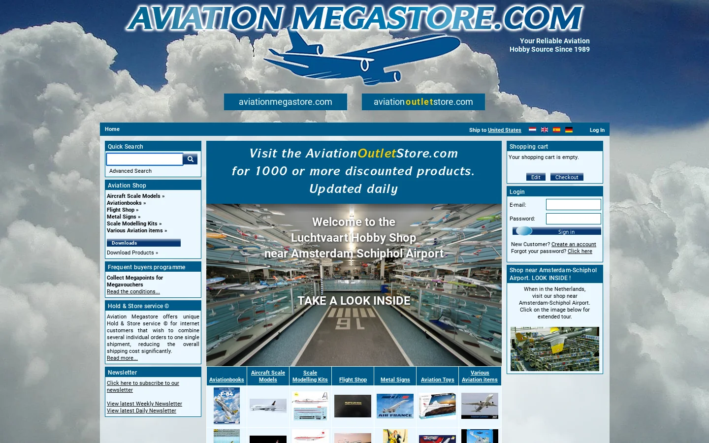 AviationMegastore.com Homepage screenshot