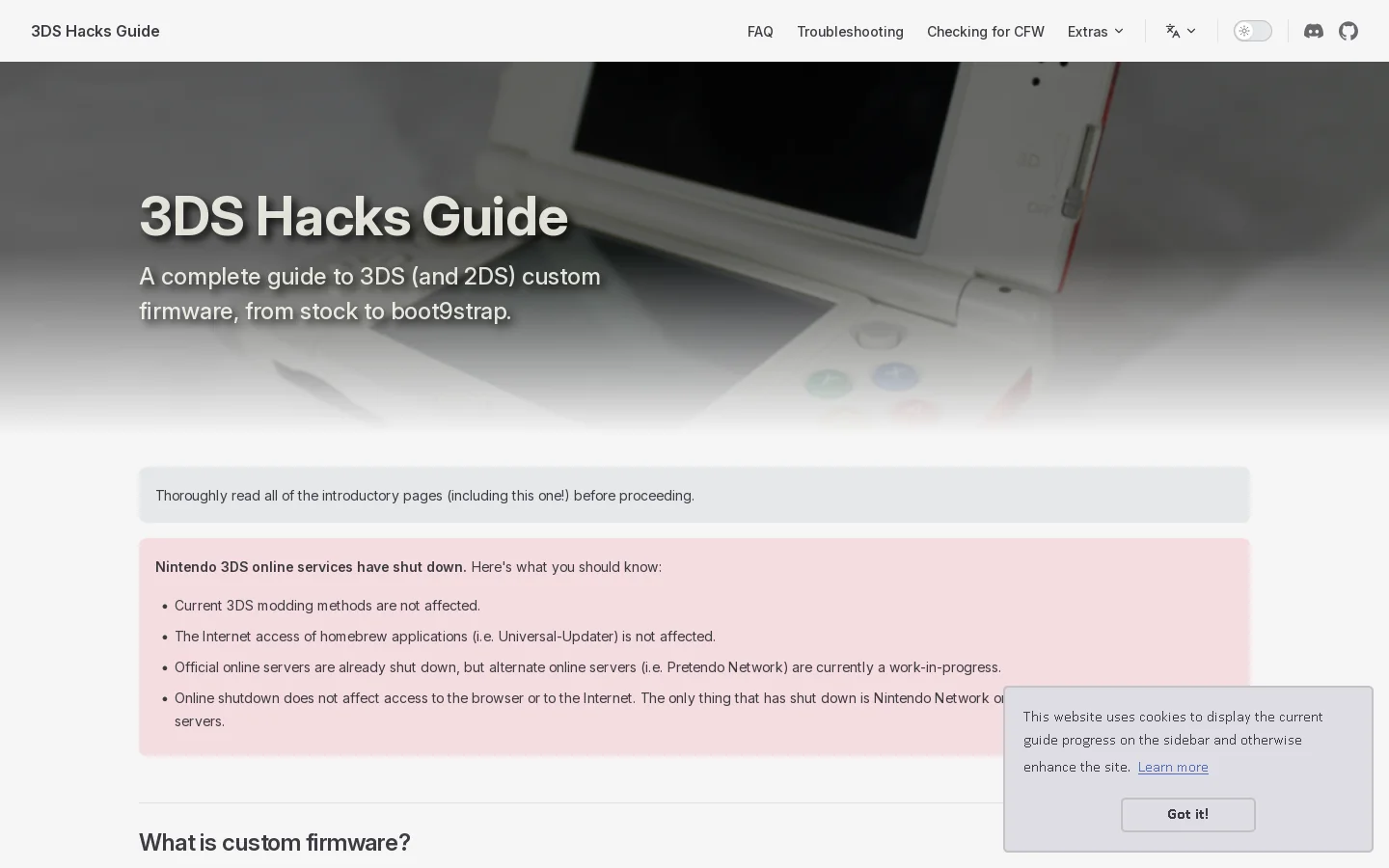 3DS Hacks Guide Homepage screenshot