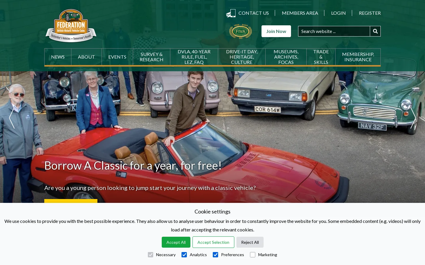 Home | Federation of British Historic Vehicle Clubs Homepage screenshot
