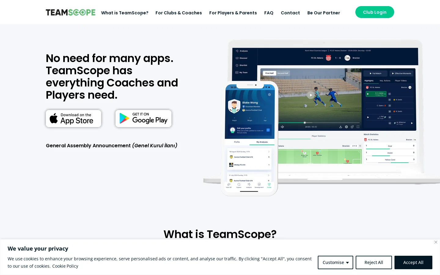 TeamScope Homepage screenshot