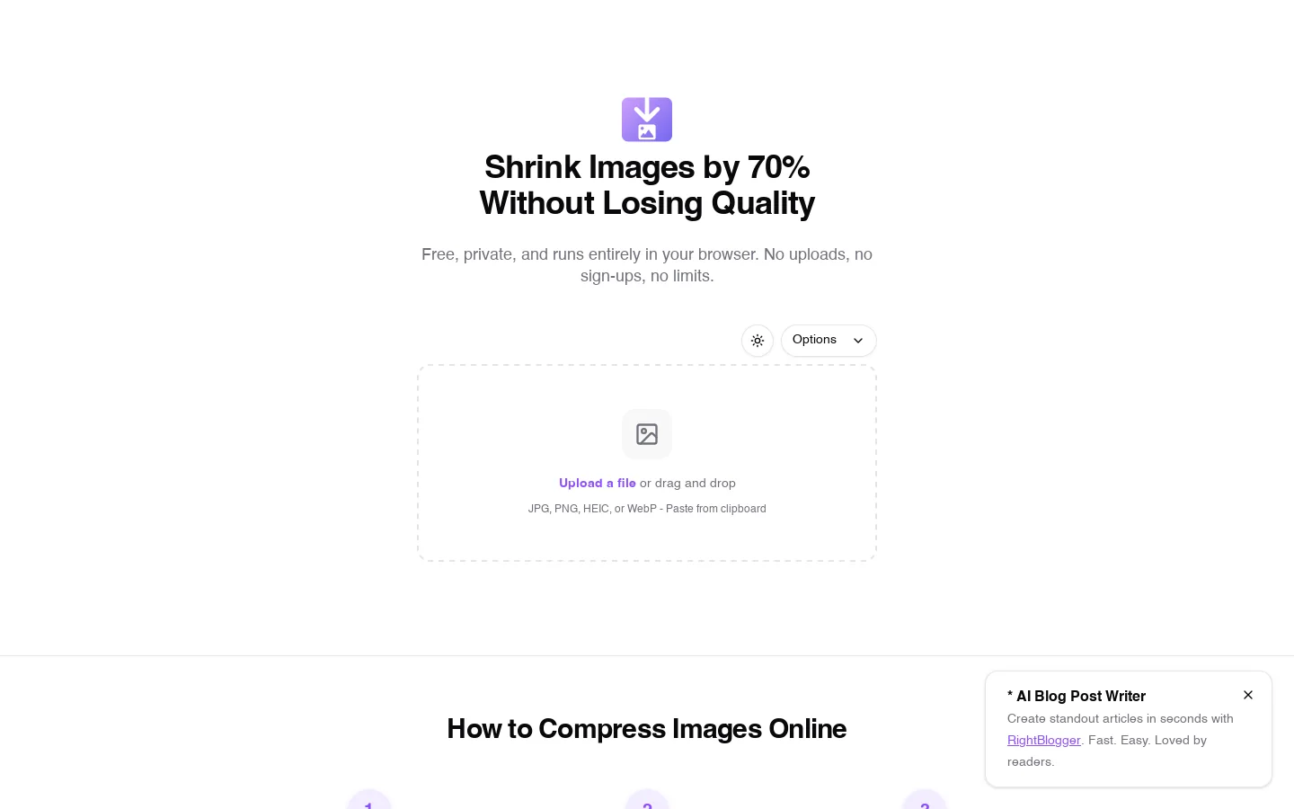 Crush Image Homepage screenshot