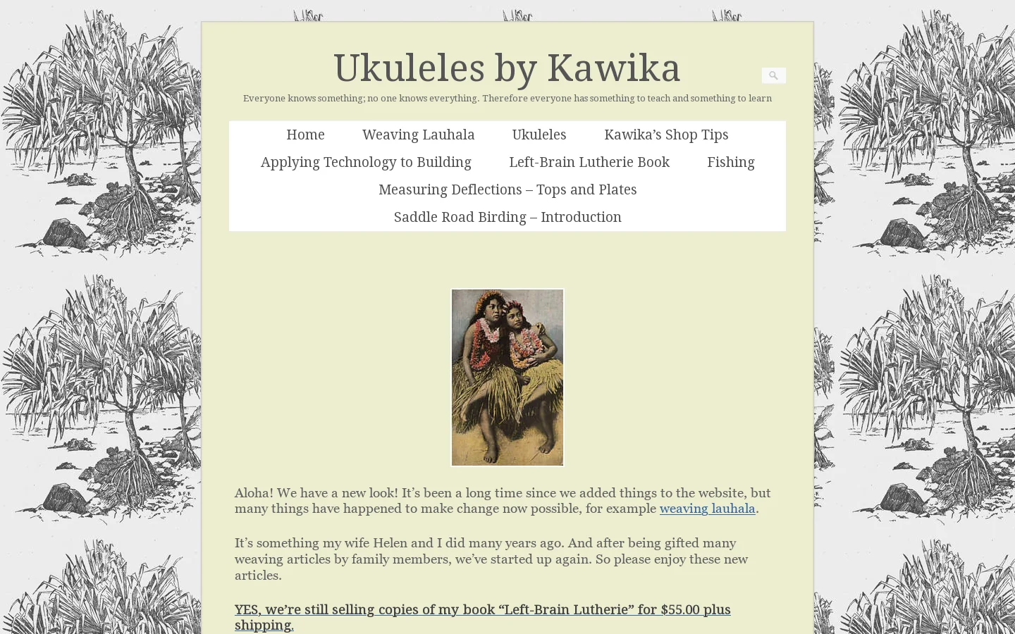 Ukuleles by Kawika Homepage screenshot