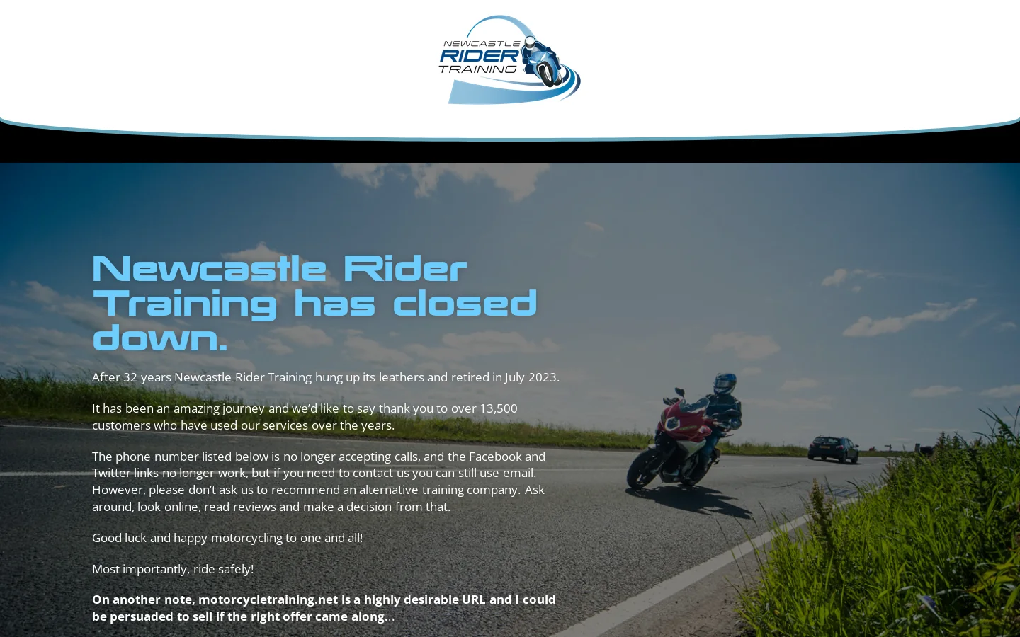 Newcastle Rider Training - CBT - Motorcycle and scooter test Homepage screenshot