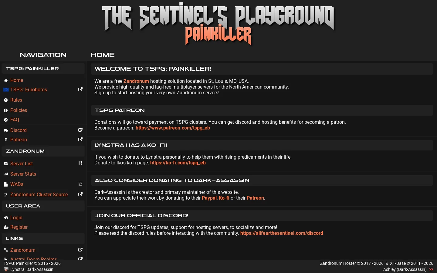TSPG: Painkiller • Home Homepage screenshot