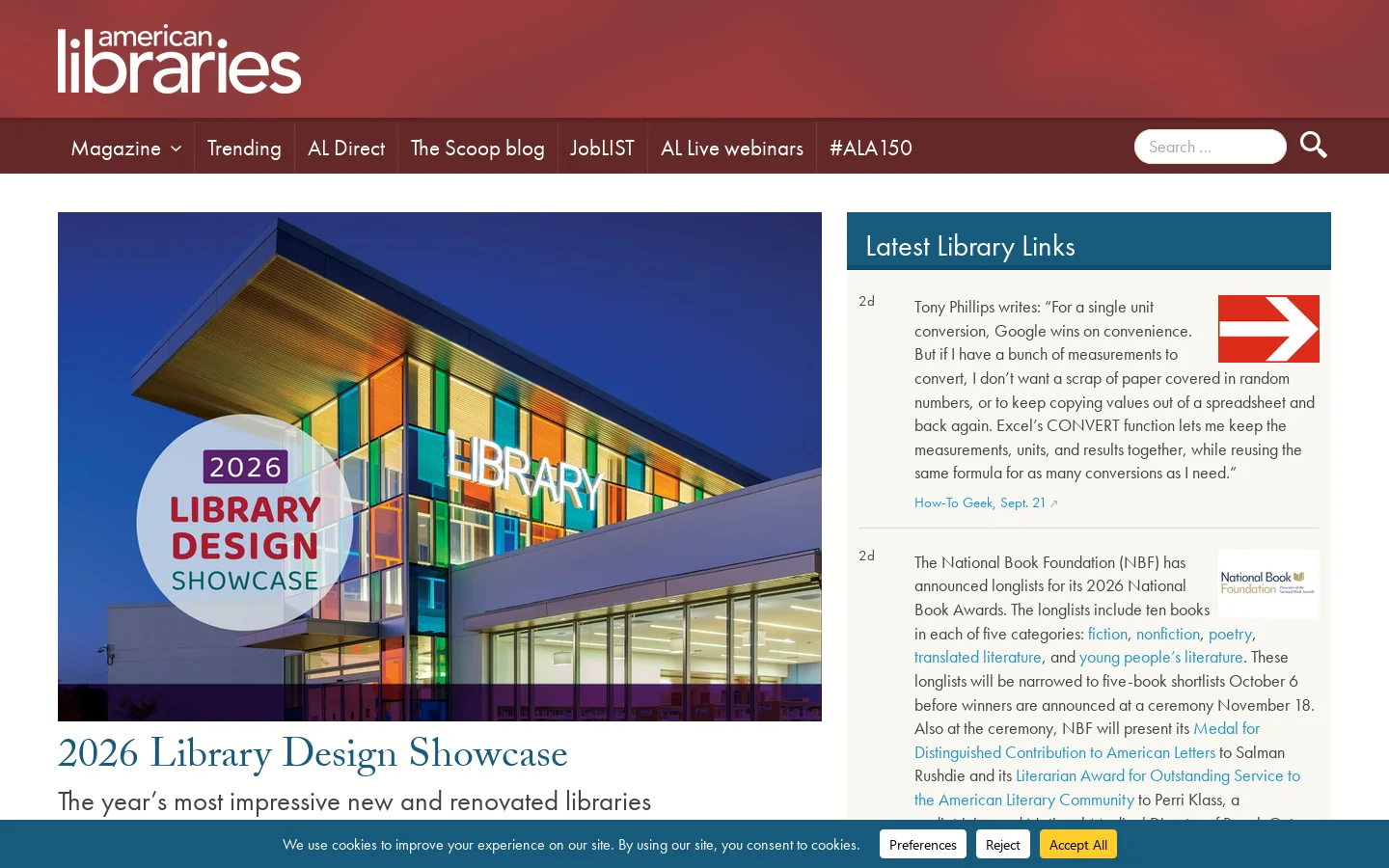 American Libraries Magazine Homepage screenshot