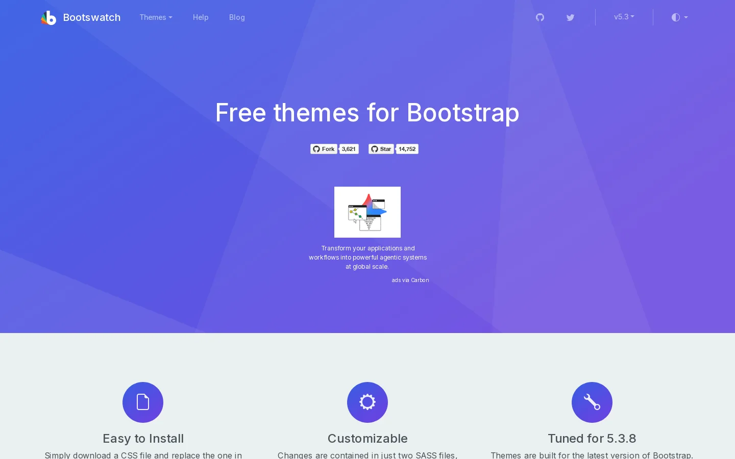 Bootswatch Homepage screenshot