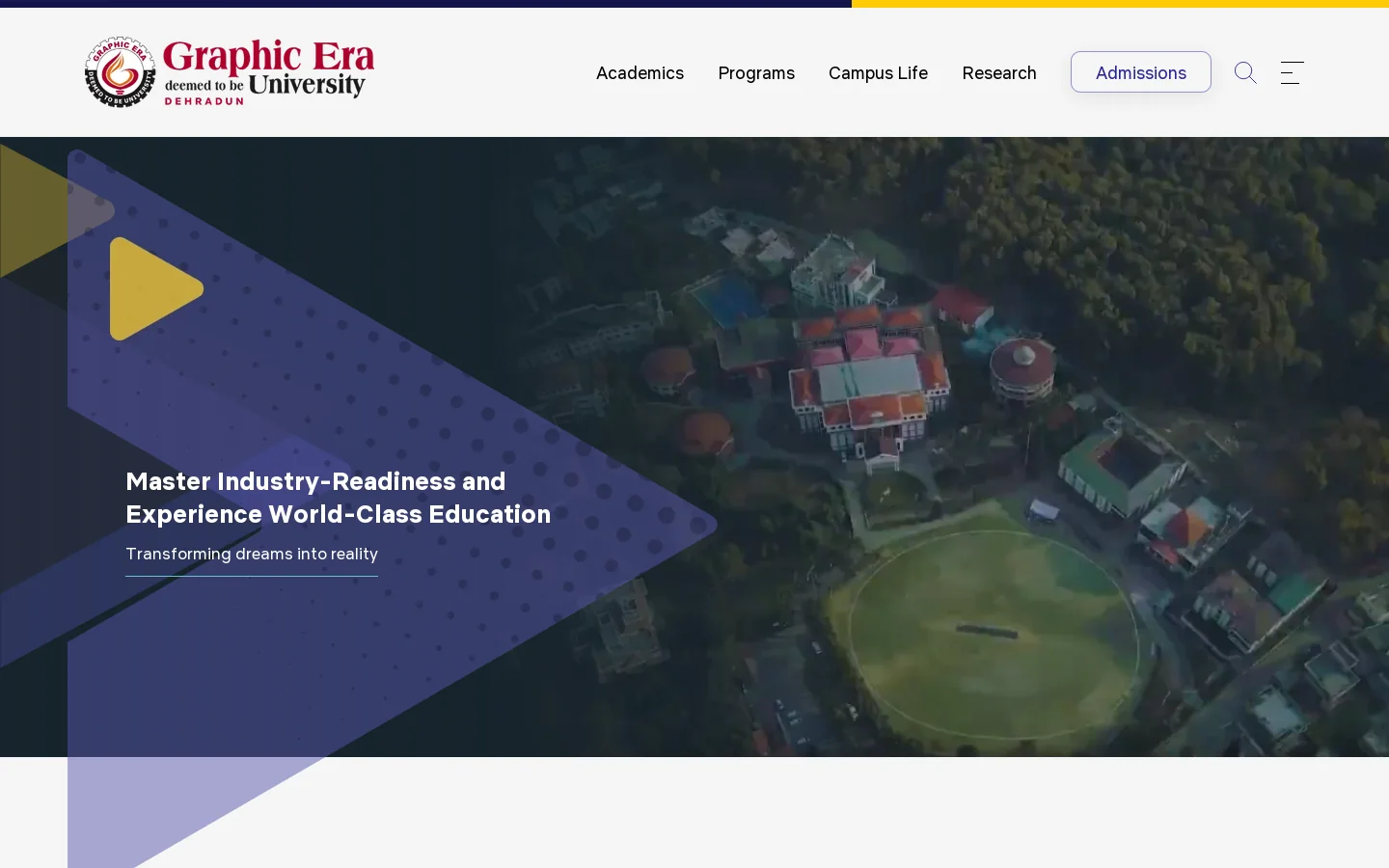 Best University in Uttarakhand, India | Admissions Open 2026 - Graphic Era University Homepage screenshot