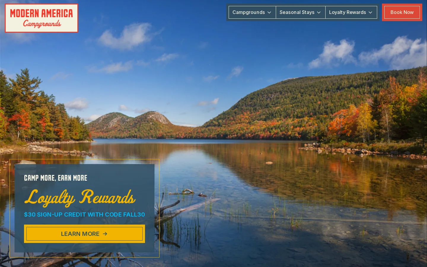 Modern America Campgrounds Homepage screenshot