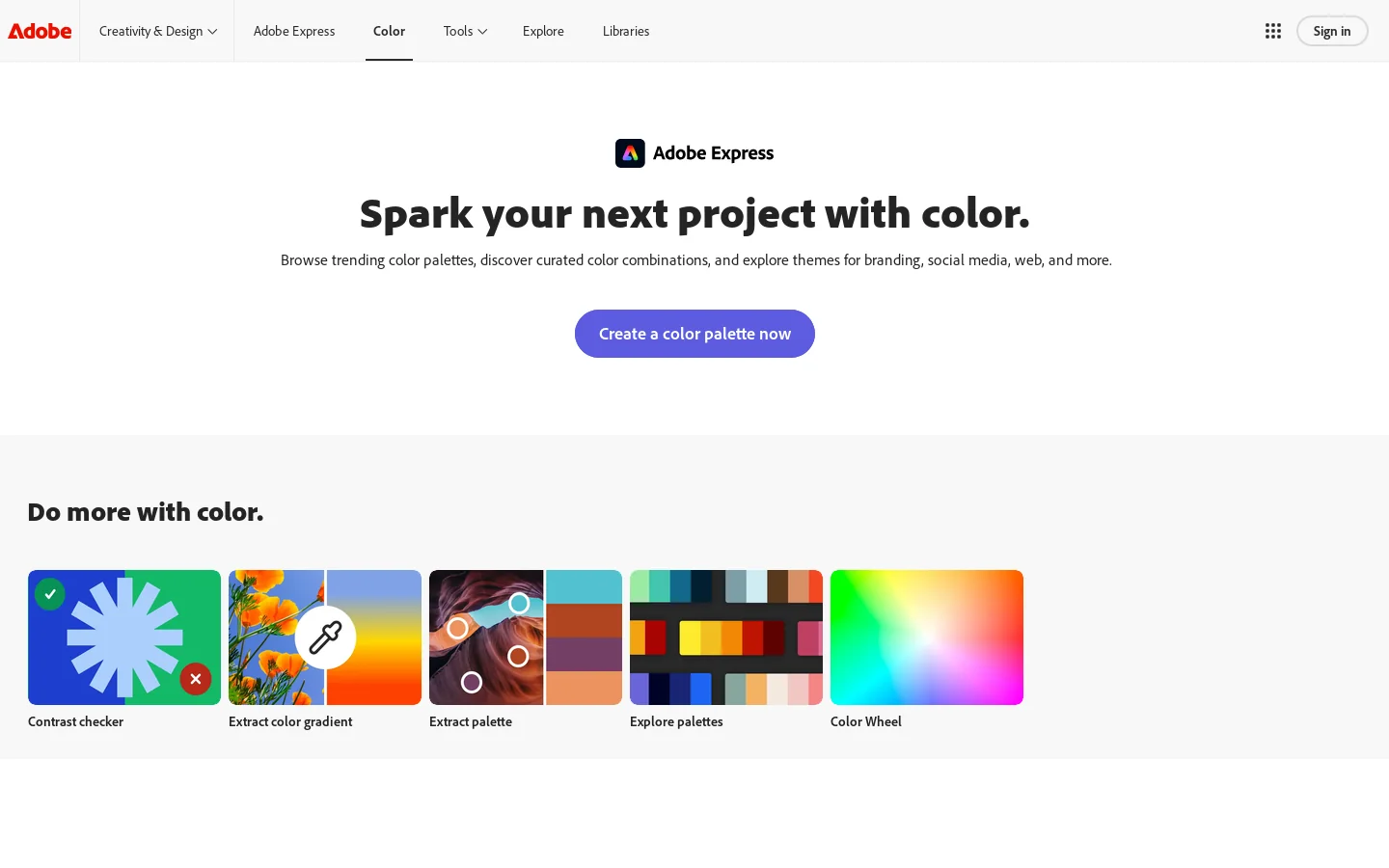 Color Palettes & Themes Homepage screenshot