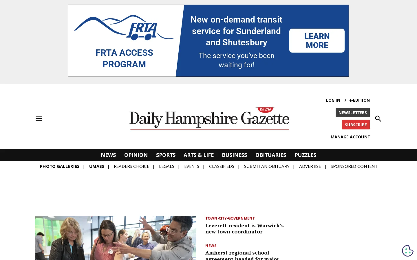 Daily Hampshire Gazette - Key source of news and information. - Daily Hampshire Gazette Homepage screenshot