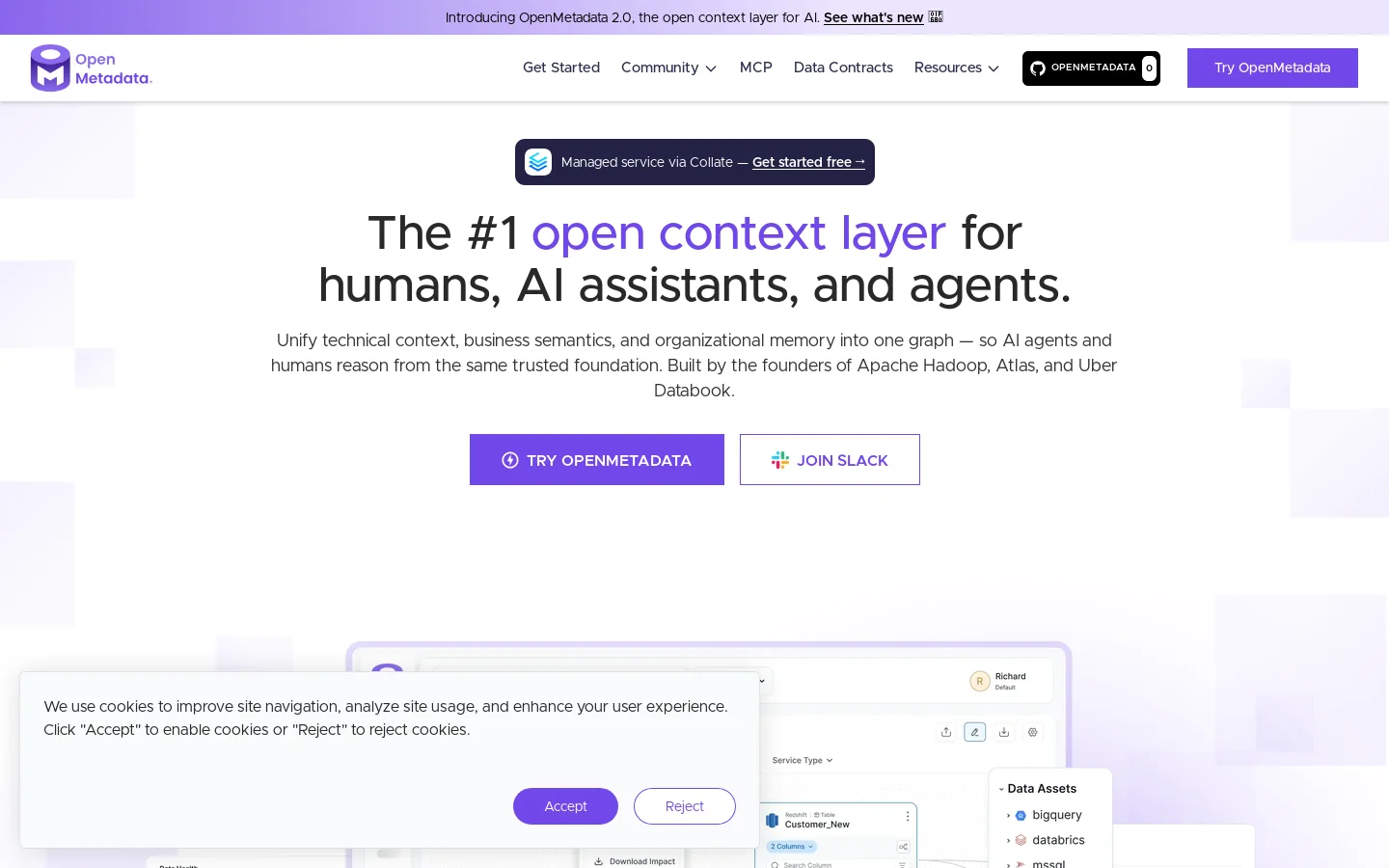 OpenMetadata Homepage screenshot