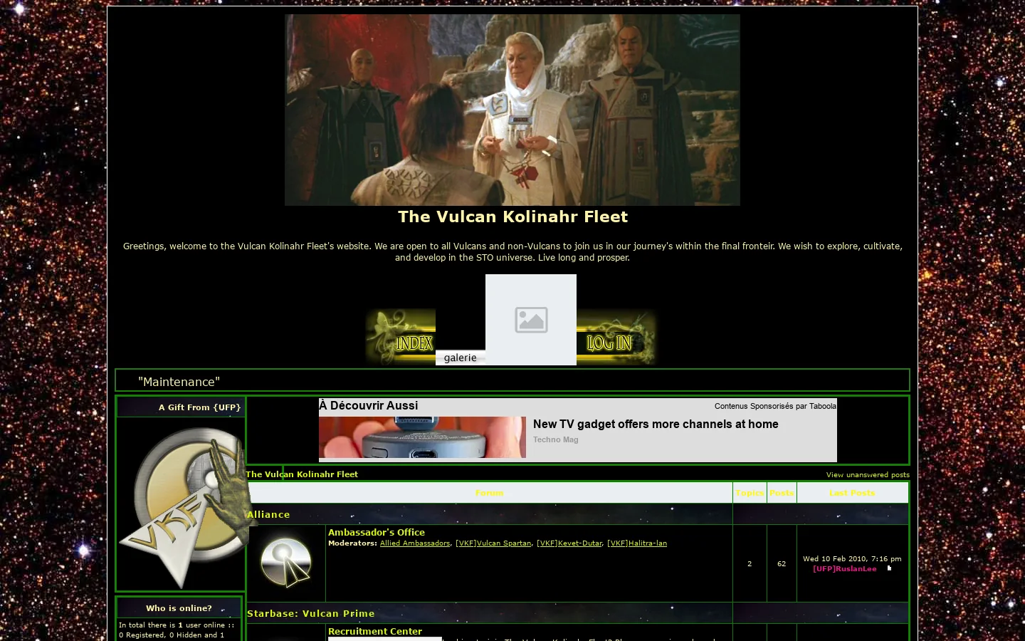 The Vulcan Kolinahr Fleet Homepage screenshot
